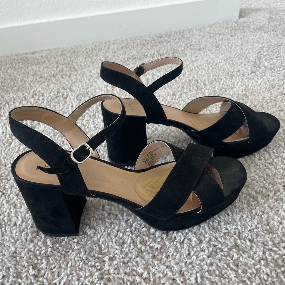 a new day Black Chunky Heel Sandals